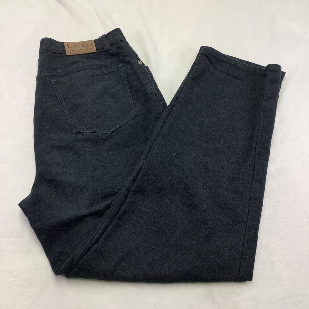 Lauren Ralph Lauren Jeans Womens 12 Gray Straight Leg High Rise Denim Dark Wash